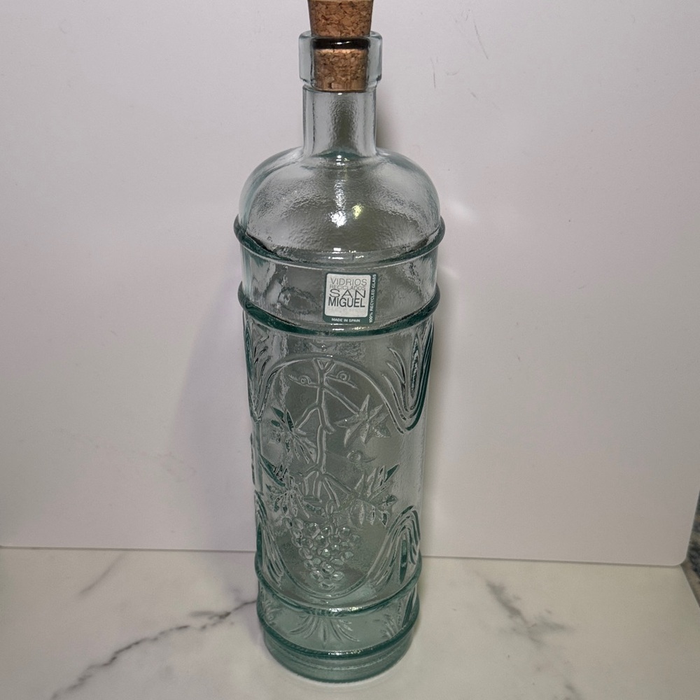 San Miguel Clear Glass Bottle with Cork- Made in spain- Vidrios Recyclados